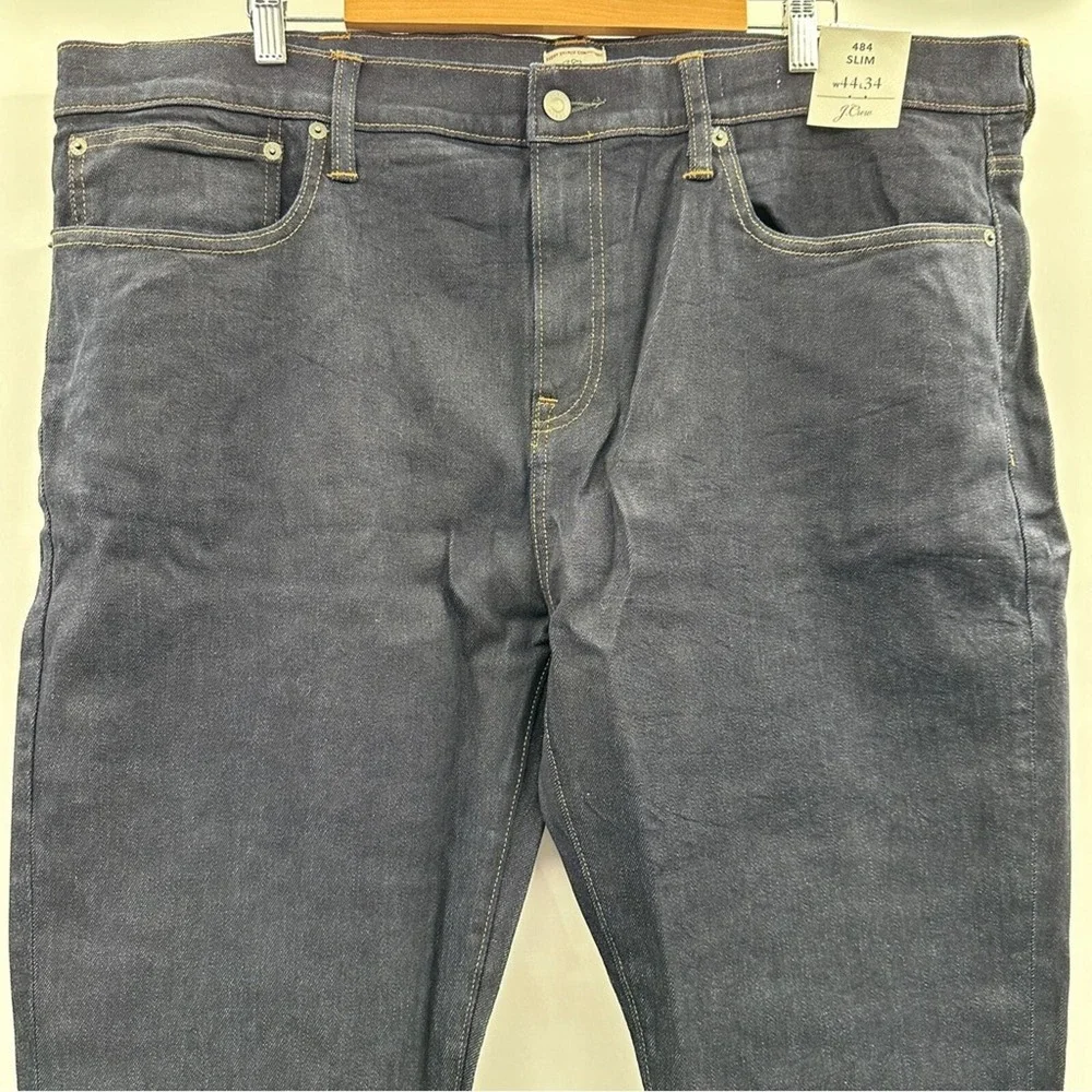 J. Crew 484 Slim-Fit Jeans in Stretch Resin Rinse‎ Japanese Denim Sz 44 x 34 NEW